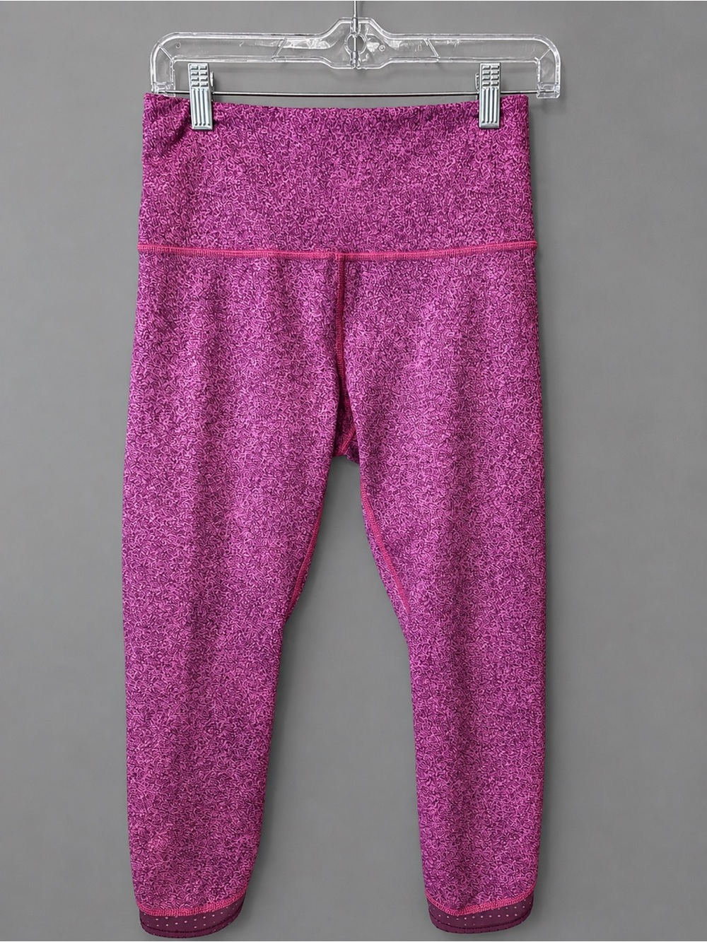 Lululemon Womens Transcend Crop Leggings Sz 8 Pink Perforated Pull On